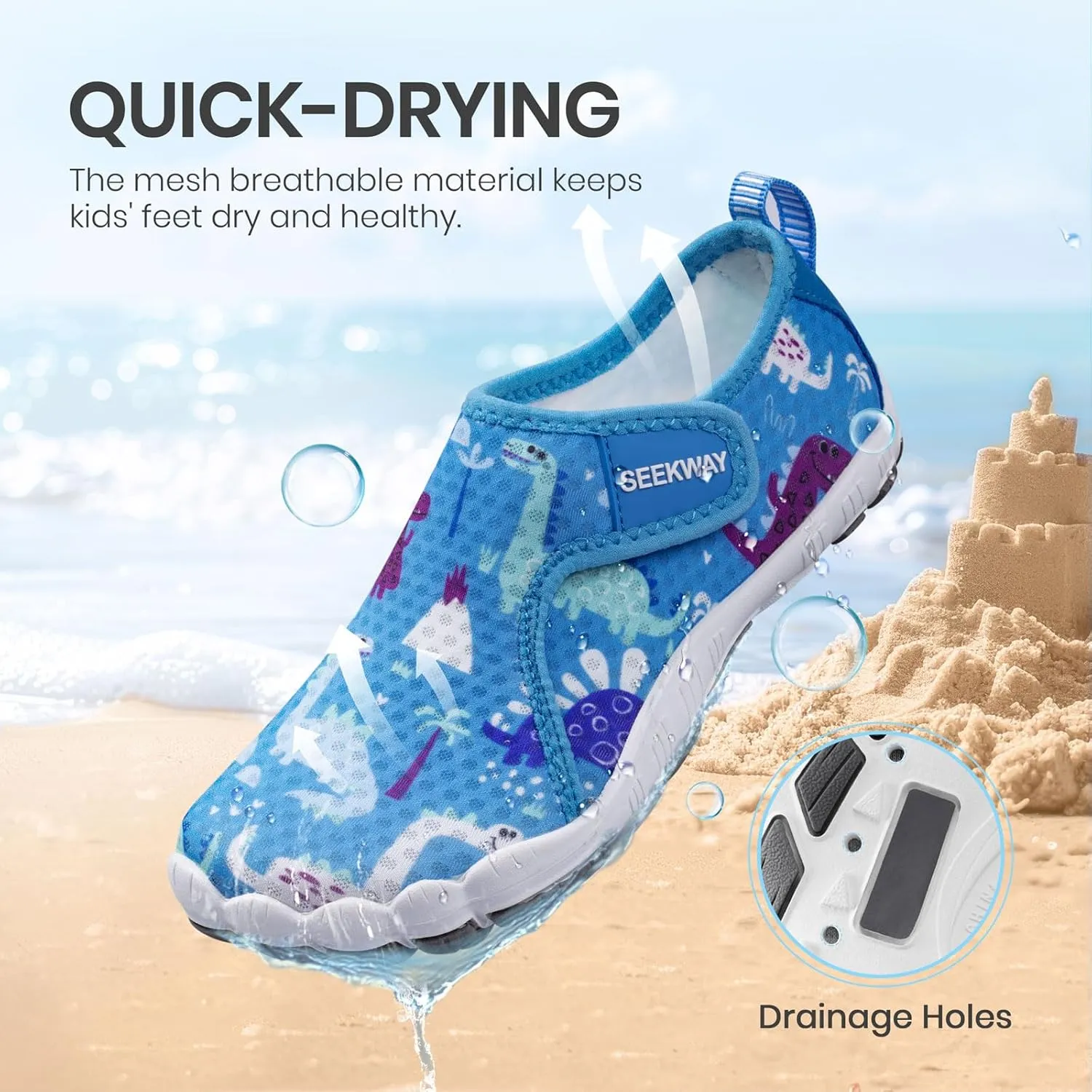 SEEKWAY Barefoot Water Shoes for Kids - Wide Toe Box and Quick-Dry Sand Shoes Toddler for Hiking Swim Beach Pool Kayak Sport Accessories, Camping Essentials Non-Slip for Boys Girls Sizes
