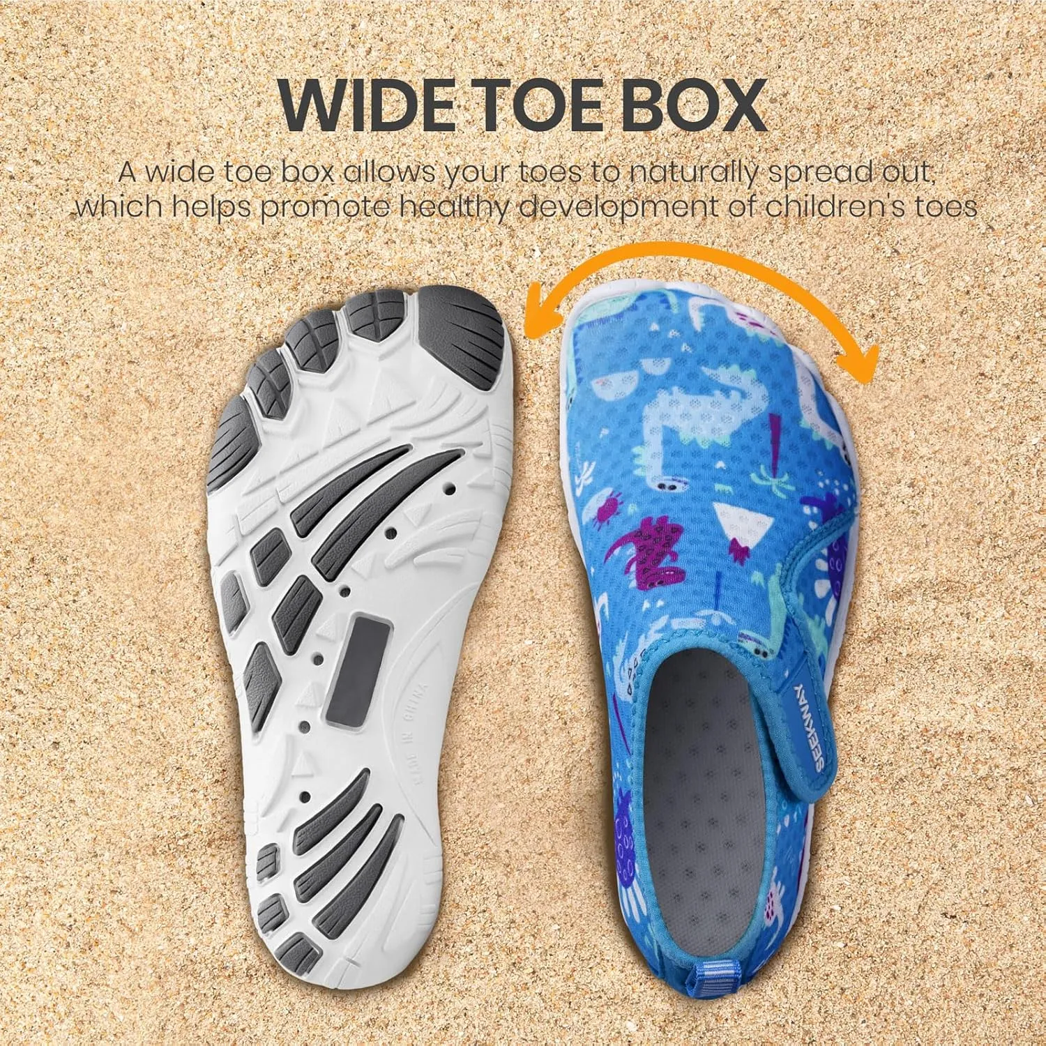 SEEKWAY Barefoot Water Shoes for Kids - Wide Toe Box and Quick-Dry Sand Shoes Toddler for Hiking Swim Beach Pool Kayak Sport Accessories, Camping Essentials Non-Slip for Boys Girls Sizes