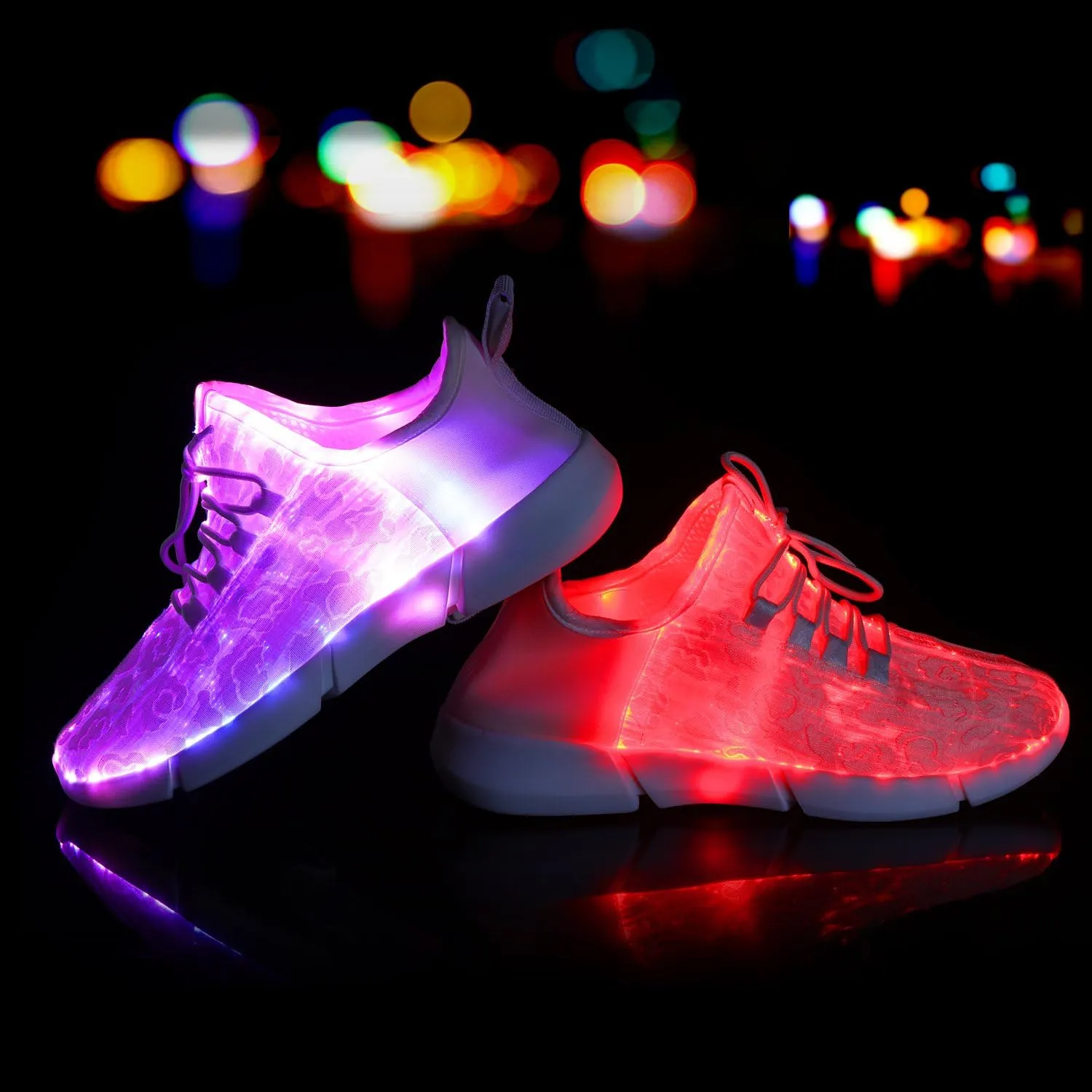 Shinmax Light Up Shoes, Fiber Optic LED Sneakers with USB Charging, Dancing Flashing Glowing Luminous Trainers for Festivals and Parties