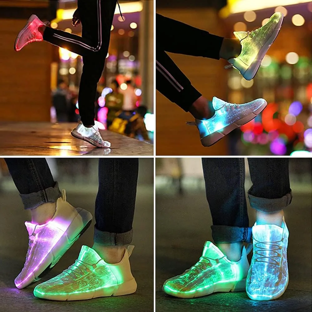 Shinmax Light Up Shoes, Fiber Optic LED Sneakers with USB Charging, Dancing Flashing Glowing Luminous Trainers for Festivals and Parties