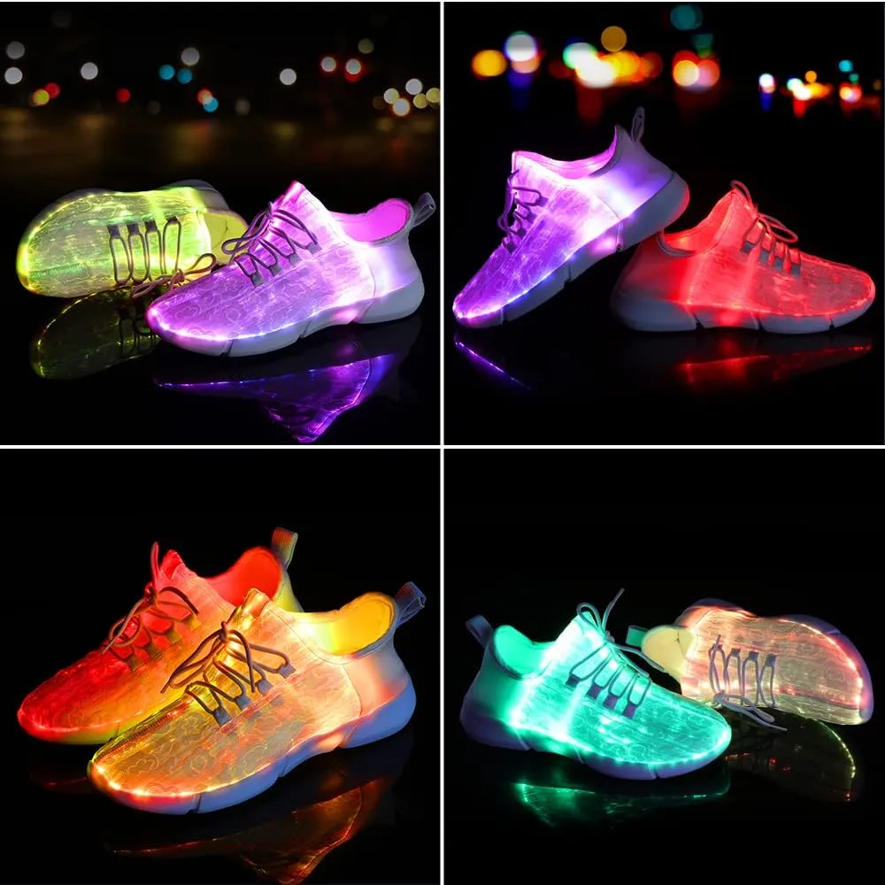 Shinmax Light Up Shoes, Fiber Optic LED Sneakers with USB Charging, Dancing Flashing Glowing Luminous Trainers for Festivals and Parties