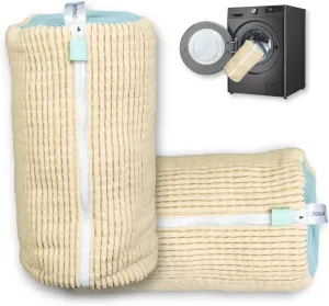 Shoe Washing Machine Bag – Reusable Sneaker Laundry Bag for Washer & Dryer, Mesh Shoe Cleaner Pouch for All Footwear (Brown, 2-Pack)