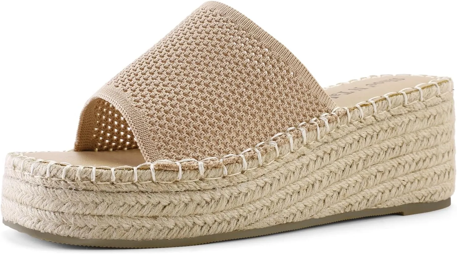 Shoe'N Tale Platform Espadrille Sandals for Women Wedges Slip On Mules Sandals Open Toe Slides Bohemia Beach Heels Sandals