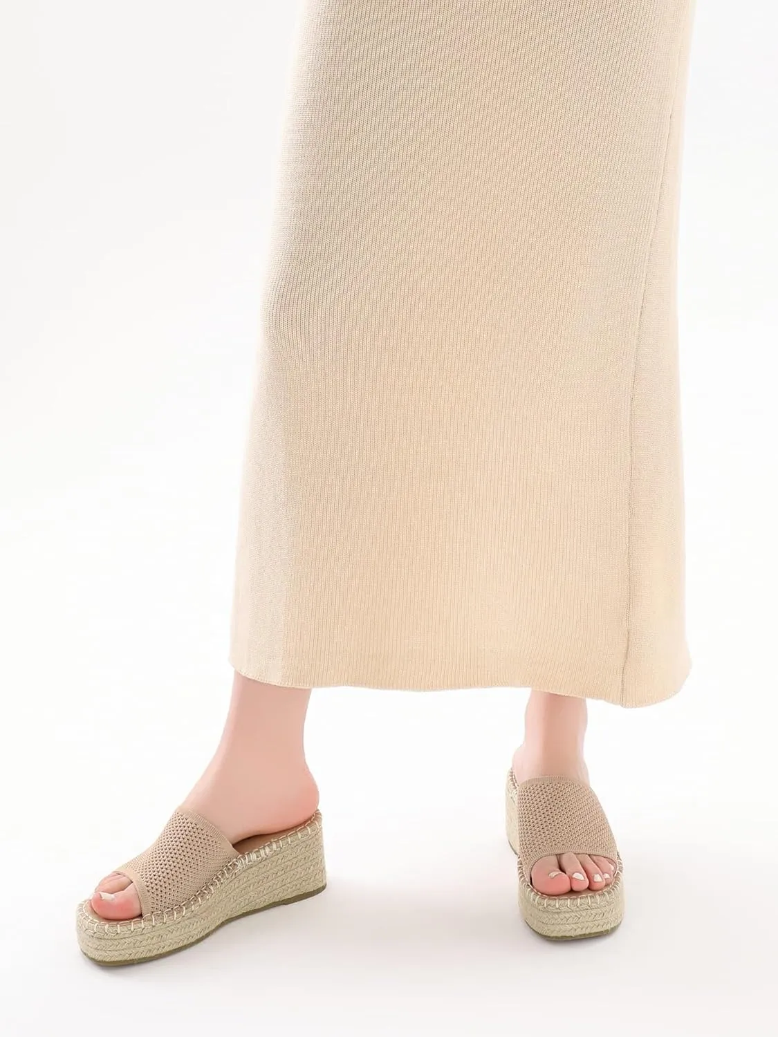 Shoe'N Tale Platform Espadrille Sandals for Women Wedges Slip On Mules Sandals Open Toe Slides Bohemia Beach Heels Sandals