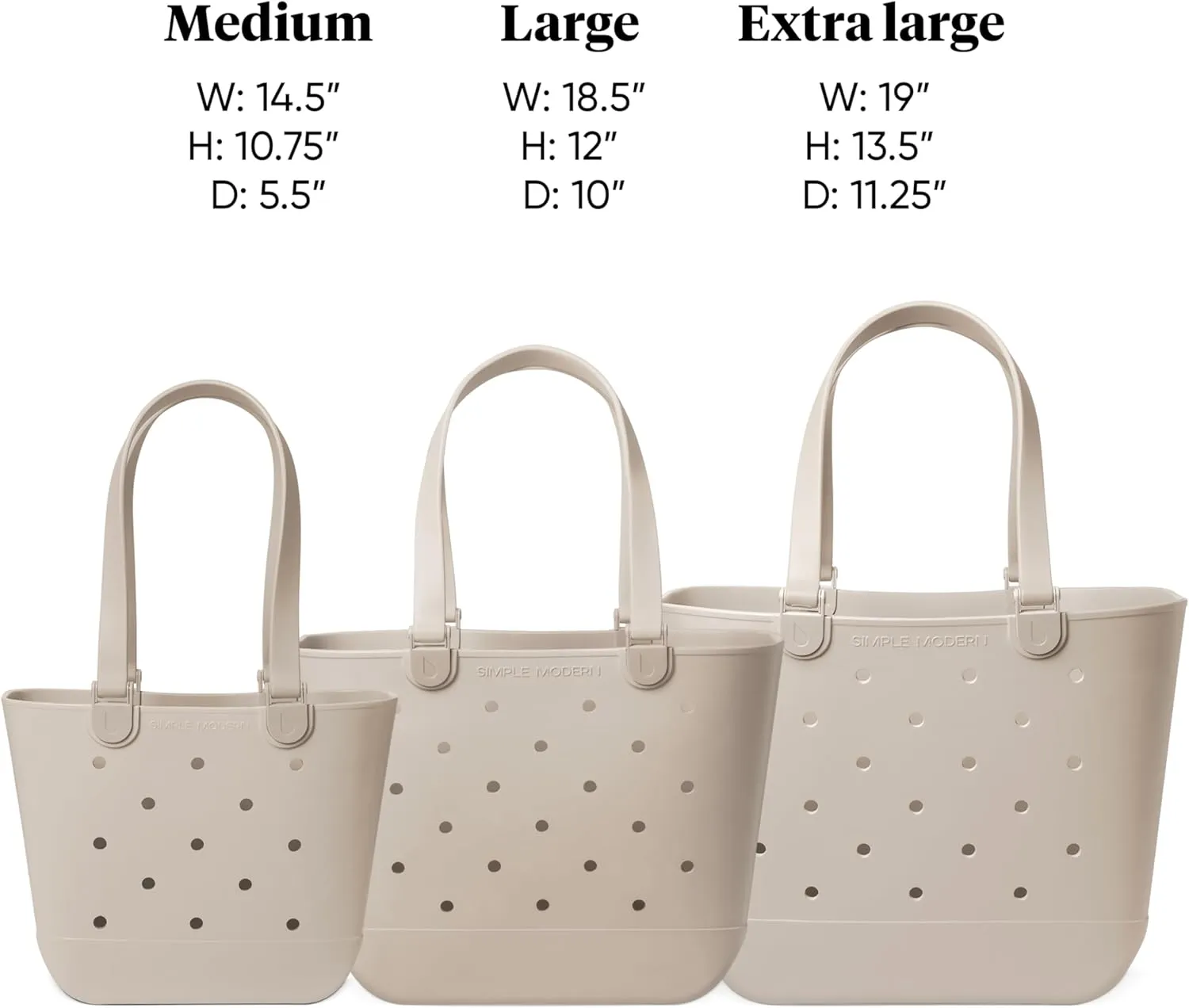 Simple Modern Extra-Large Beach Bag | Waterproof Getaway Rubber Tote with Zipper Pocket for Travel, Pool, Boat, Groceries, Sports | Almond Birch