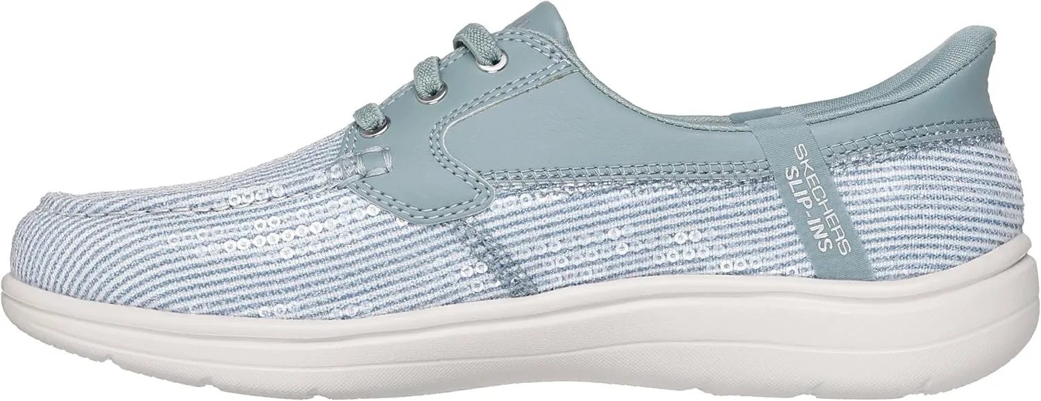 Skechers Women's Martha Stewart On-The-go Flex Radiant Hands Free Slip-ins Sequin Boat Shoe