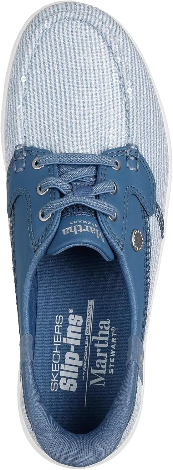 Skechers Women's Martha Stewart On-The-go Flex Radiant Hands Free Slip-ins Sequin Boat Shoe
