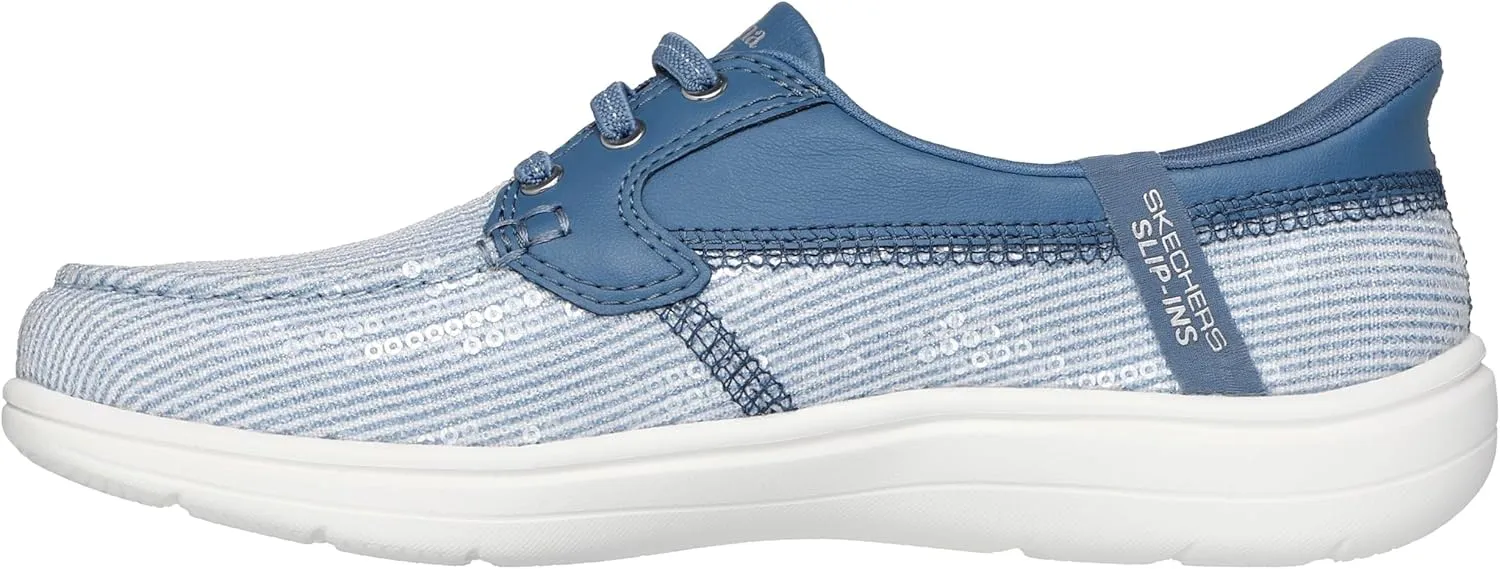 Skechers Women's Martha Stewart On-The-go Flex Radiant Hands Free Slip-ins Sequin Boat Shoe