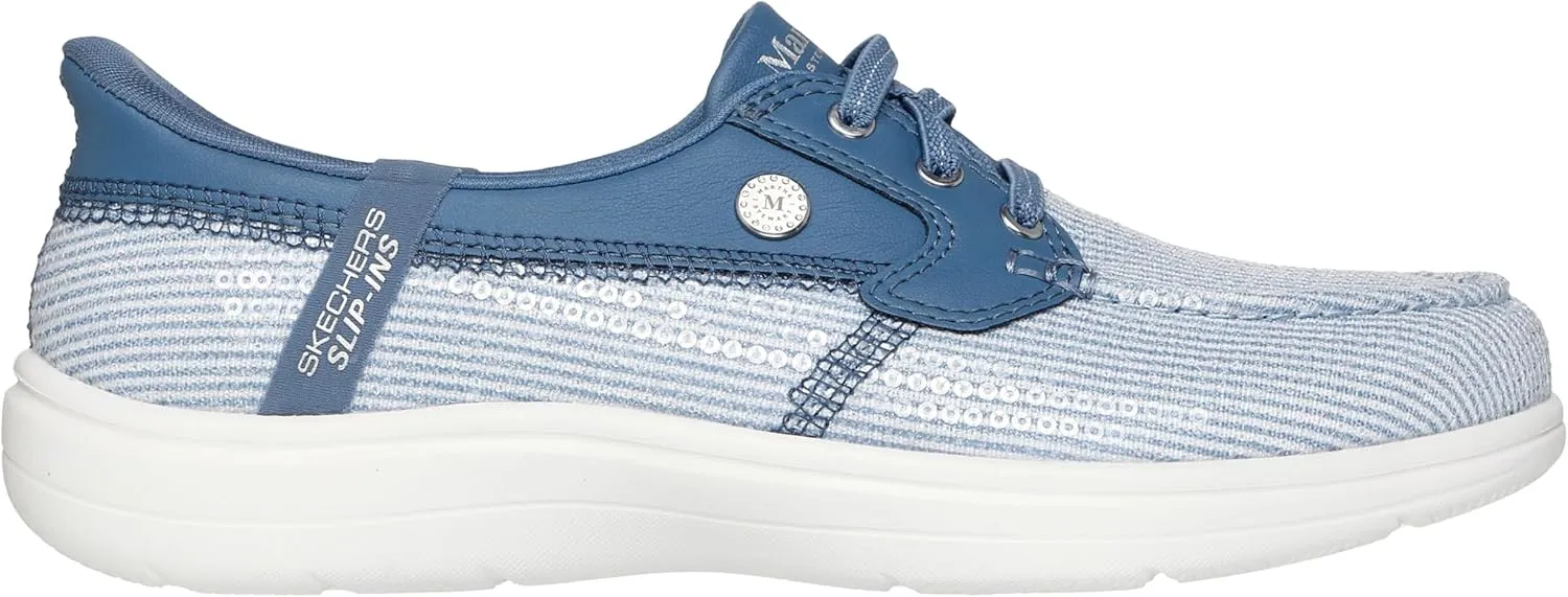Skechers Women's Martha Stewart On-The-go Flex Radiant Hands Free Slip-ins Sequin Boat Shoe