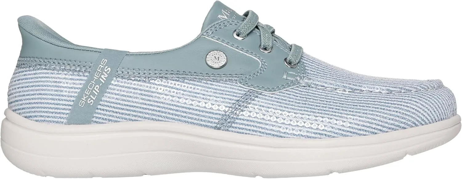 Skechers Women's Martha Stewart On-The-go Flex Radiant Hands Free Slip-ins Sequin Boat Shoe