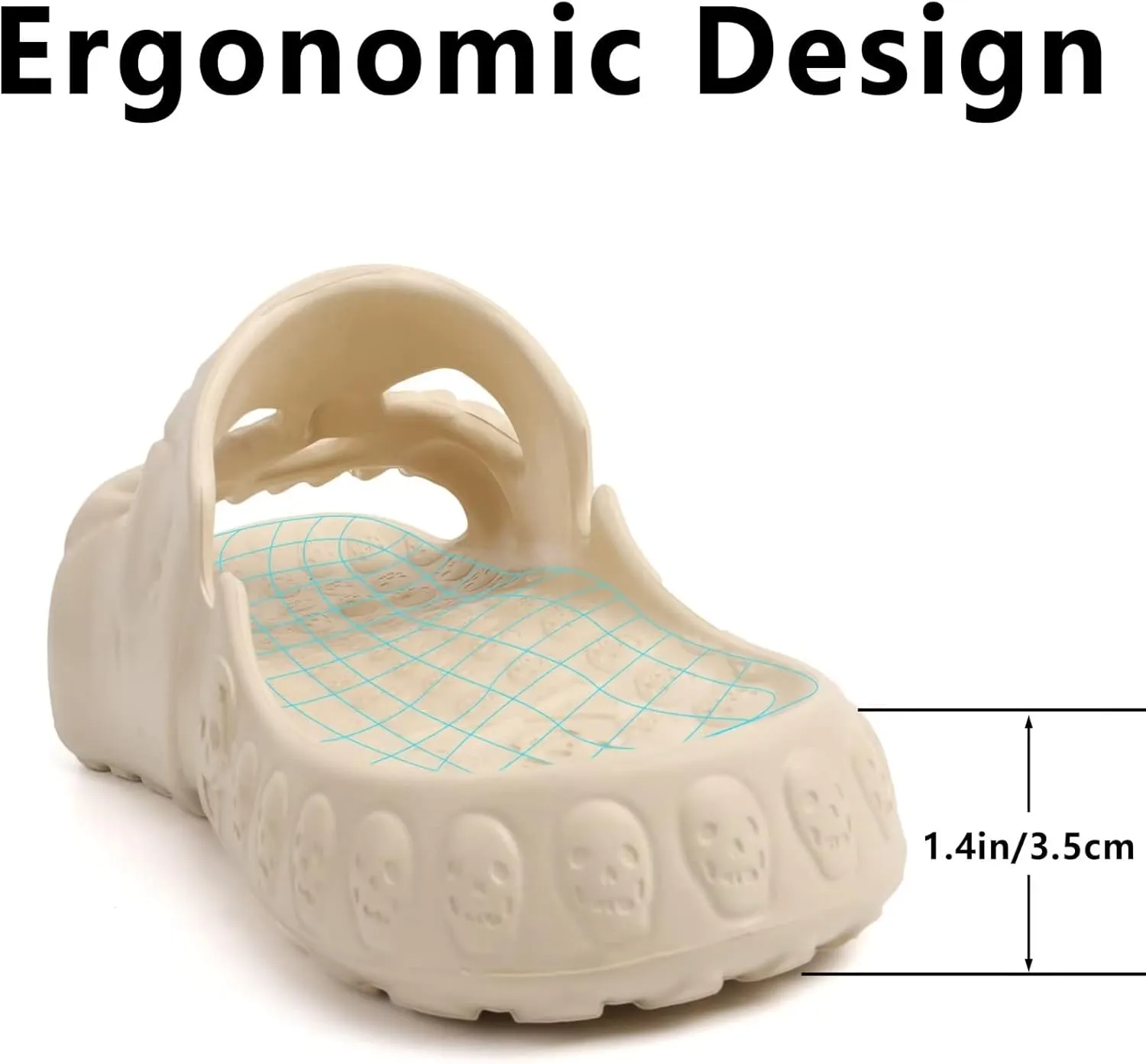 Skull Slides Sandals for Men Women,Non Slip Sport Cloud Cloudies Slides Slippers,Open Toe Slip on Comfy Beach Halloween Skull Slides Shower House Home Indoor Outdoor Thick Soft Shoes