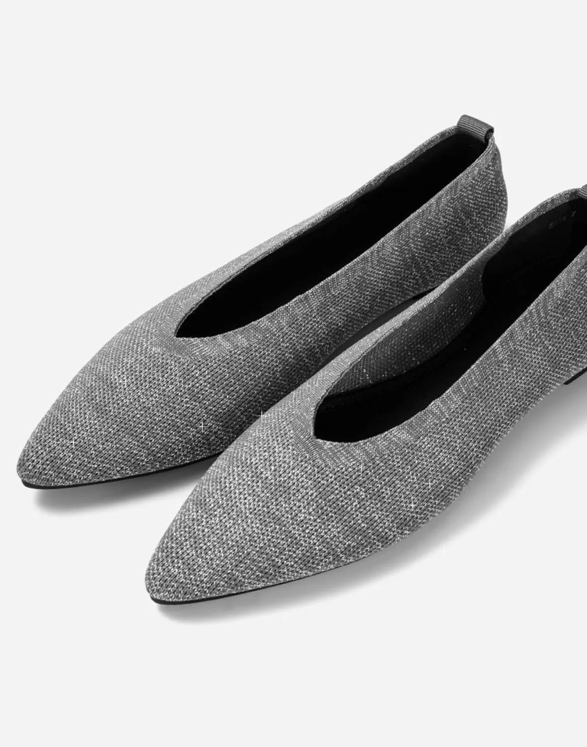 Slocyclub Flat Shoes for Women Classic Pointed Toe Slip On Ballet Shoes Knitted Texture Black Comfortable Dress Shoes