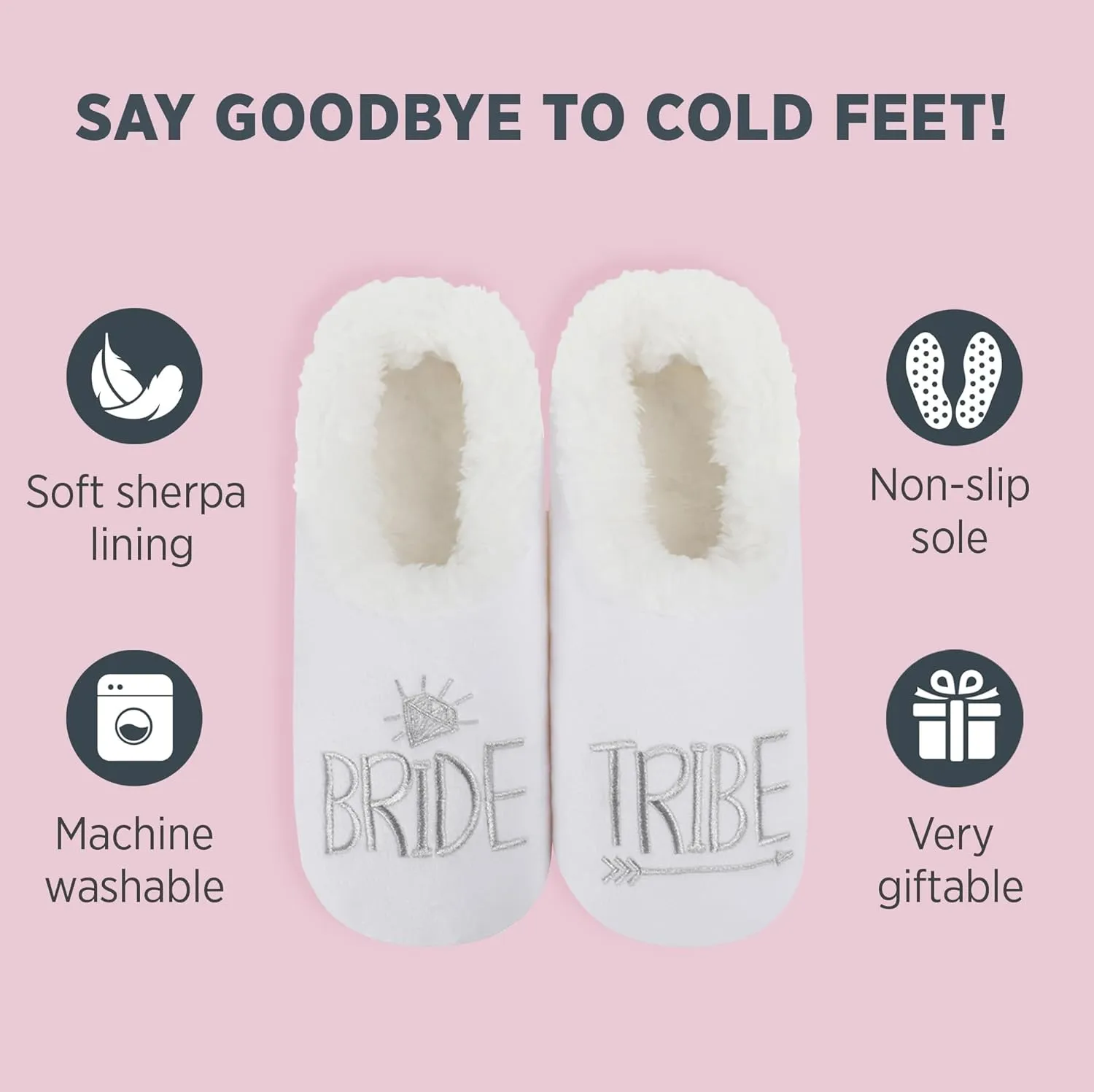 Snoozies Pairable Slipper Socks - Funny House Slippers for Women, Non-Slip Fuzzy Slipper Socks