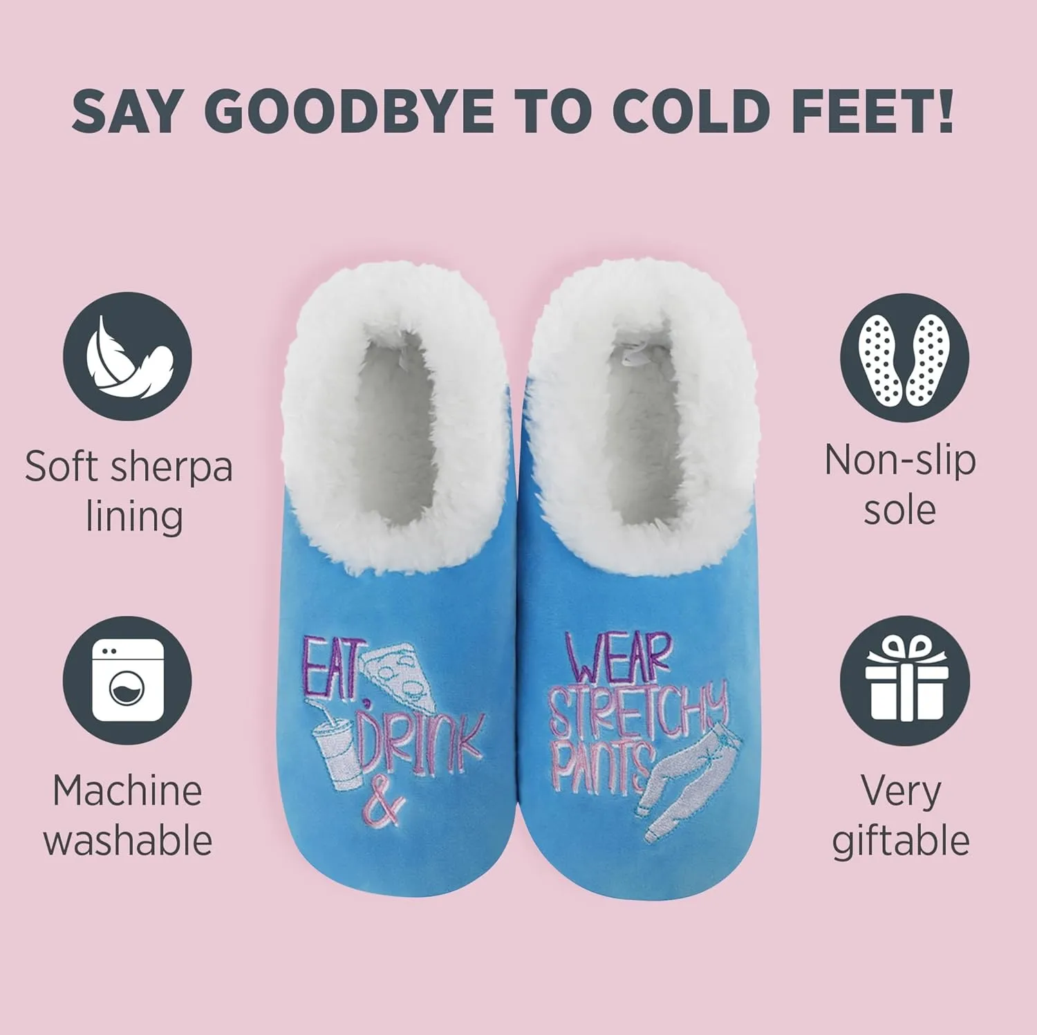 Snoozies Pairable Slipper Socks - Funny House Slippers for Women, Non-Slip Fuzzy Slipper Socks