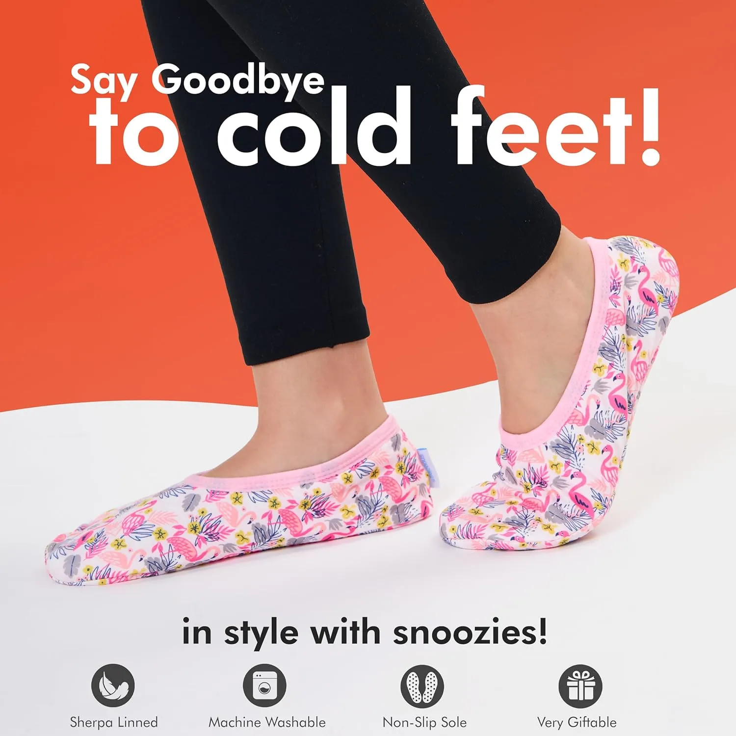 Snoozies Skinnies Slippers for Women - Non-Slip Lightweight and Soft Sherpa Lining - Foldable Travel