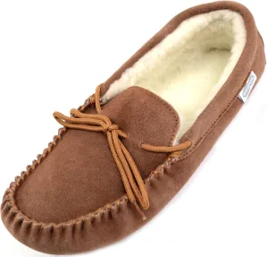SNUGRUGS Men's Alfie Wool Lined Suede Sole Moccasin Slipper