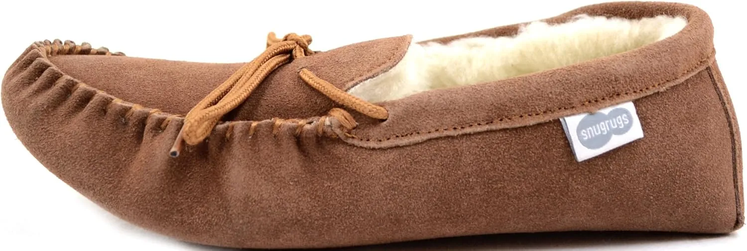 SNUGRUGS Men's Alfie Wool Lined Suede Sole Moccasin Slipper