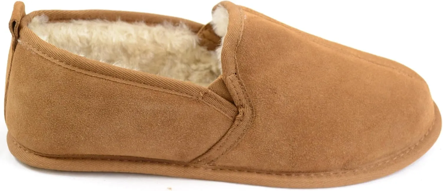 SNUGRUGS Mens Luxury Sheepskin Slipper with Light Weight Suede Sole