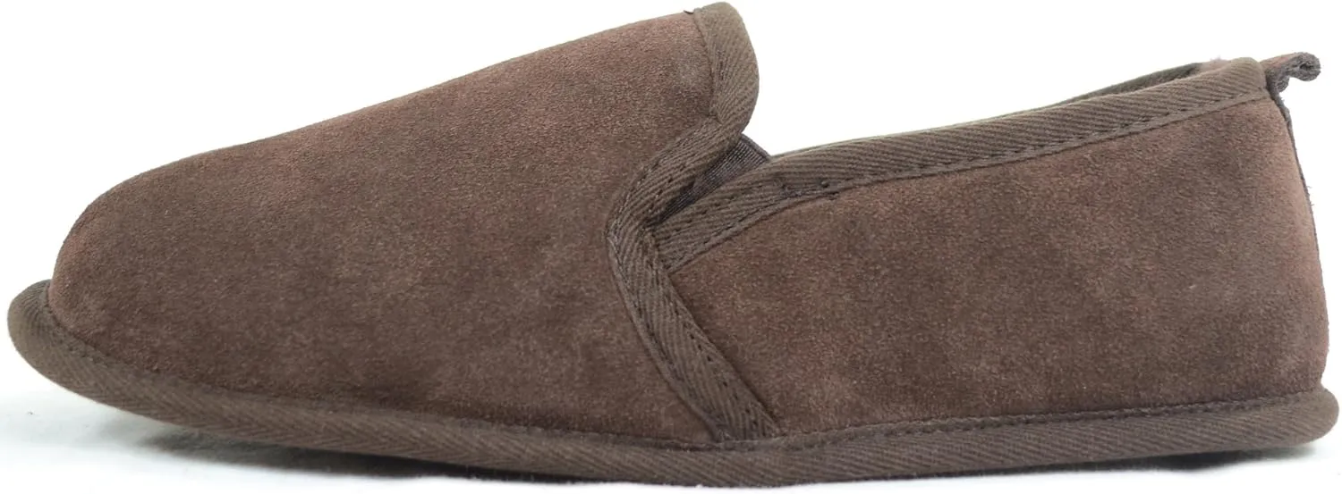 SNUGRUGS Mens Luxury Sheepskin Slipper with Light Weight Suede Sole