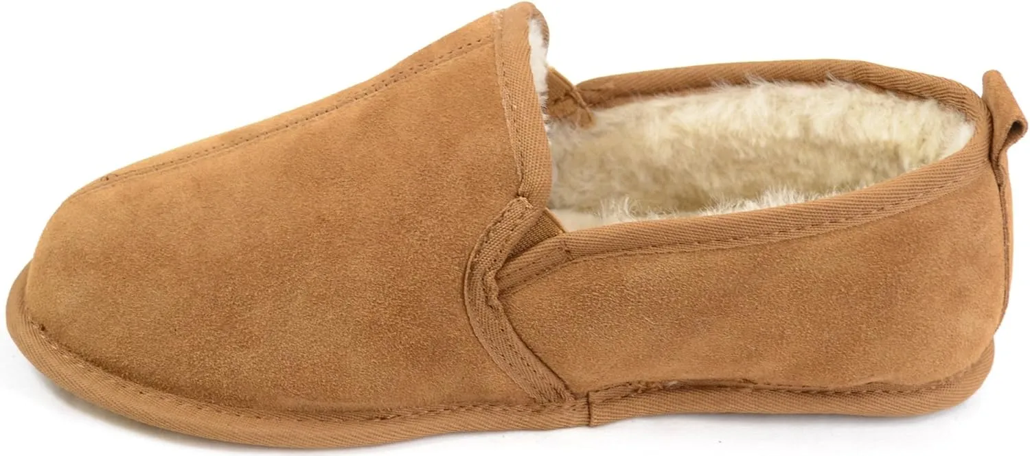 SNUGRUGS Mens Luxury Sheepskin Slipper with Light Weight Suede Sole
