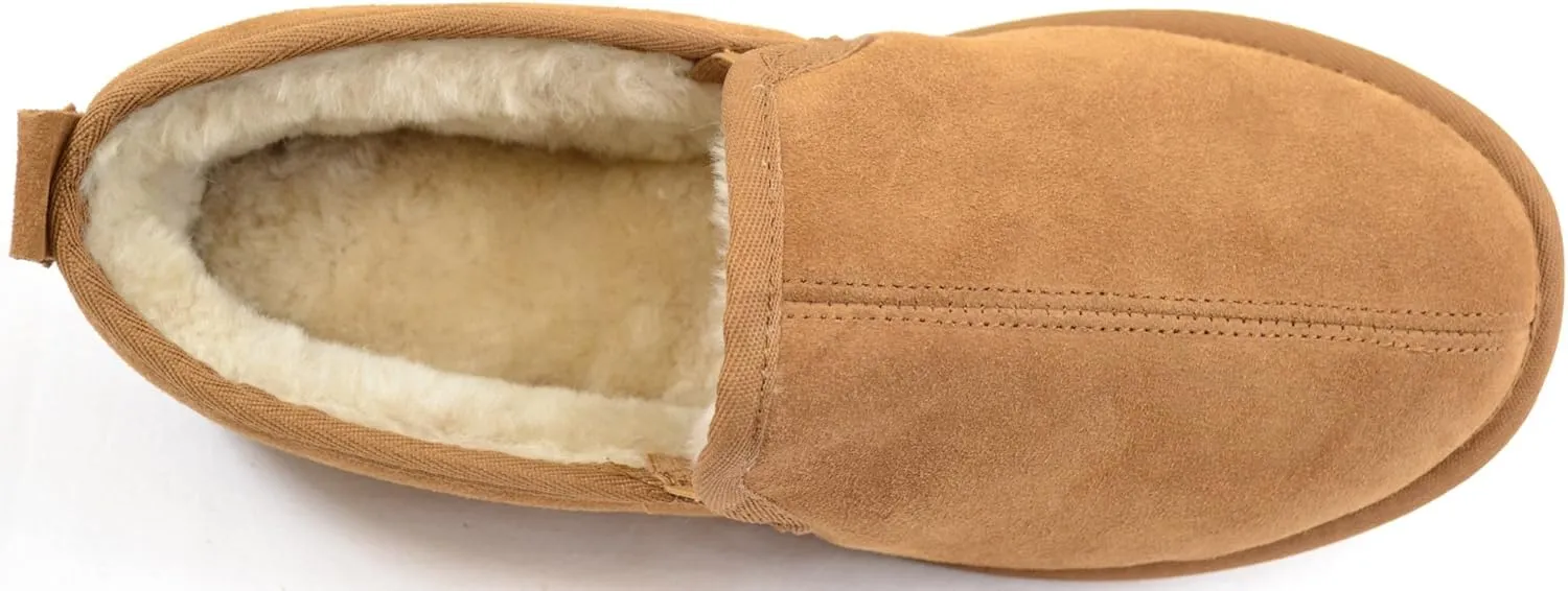 SNUGRUGS Mens Luxury Sheepskin Slipper with Light Weight Suede Sole