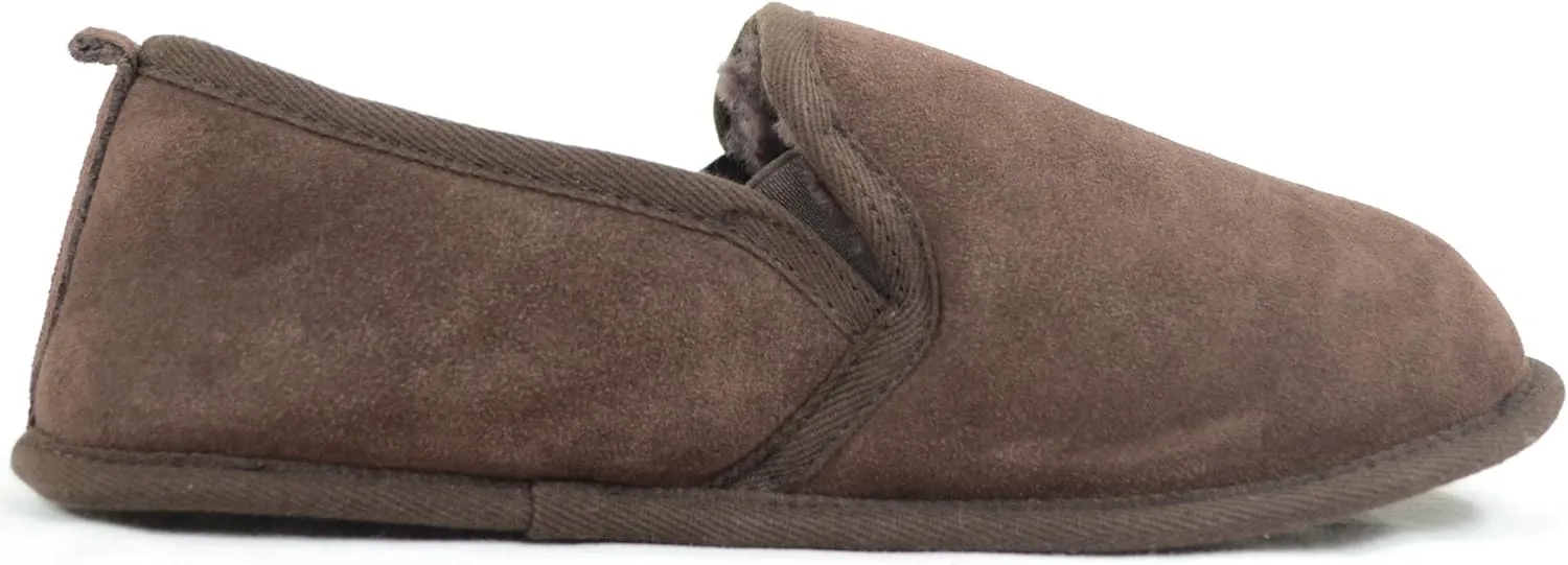 SNUGRUGS Mens Luxury Sheepskin Slipper with Light Weight Suede Sole