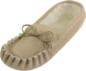 SNUGRUGS Men's Suede Soft Sole Sheepskin Moccasin Slippers