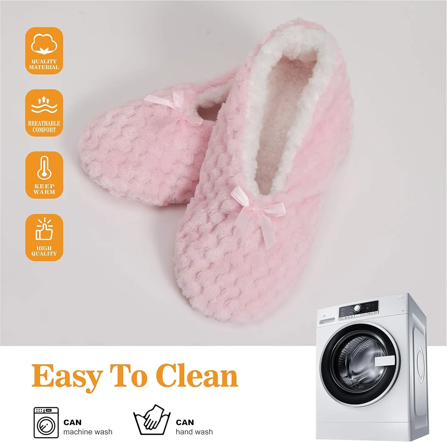 Soft Slipper Socks Warm Cozy Fuzzy Sleeper Non-Slip Sole Lined Socks for Women Home Spa Hotel