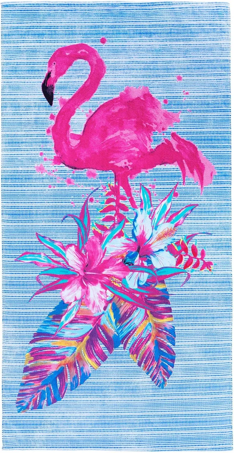 Softerry Flamingo Beach Towel 30 x 60 inches 100% Cotton (Pink Flamingo, 30" x 60")