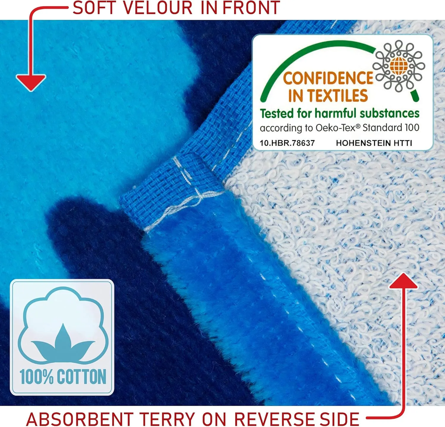 Softerry Tie Dye Beach Towel 30 x 60 inches 100% Cotton Velour One Side Printed (Blue Tie Dye, 30" x 60")