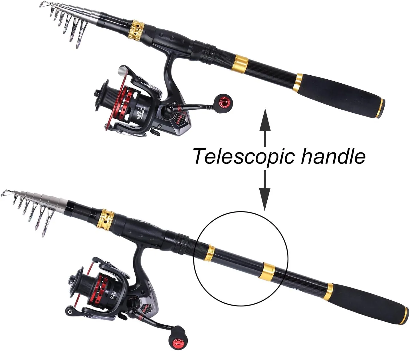 Sougayilang Fishing Rod Reel Combo with Telescopic Fishing Pole Spinning Reel Carrier Bag for Travel Saltwater Freshwater Fishing