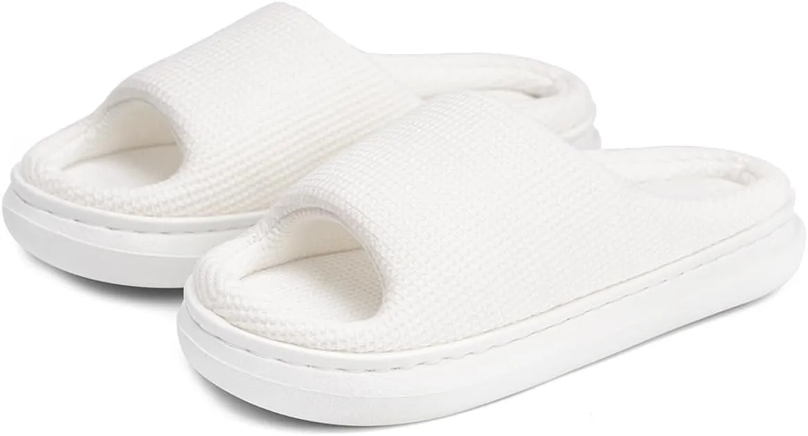 SOULROSE Summer House Memory Foam Slippers Comfy Spa Bedroom Slides Women Cloud Lightweight Waffle Cozy Open Toe Indoor Outdoor Platform Shoes