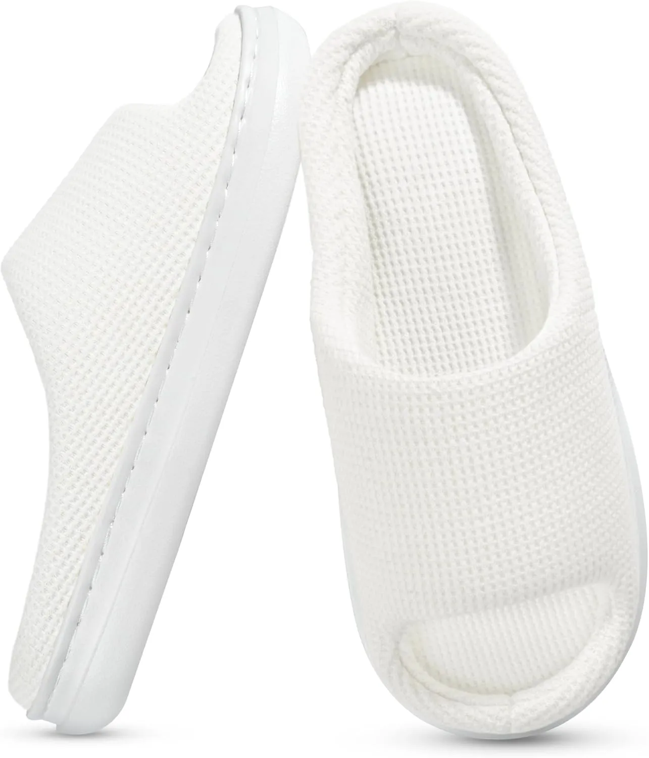 SOULROSE Summer House Memory Foam Slippers Comfy Spa Bedroom Slides Women Cloud Lightweight Waffle Cozy Open Toe Indoor Outdoor Platform Shoes