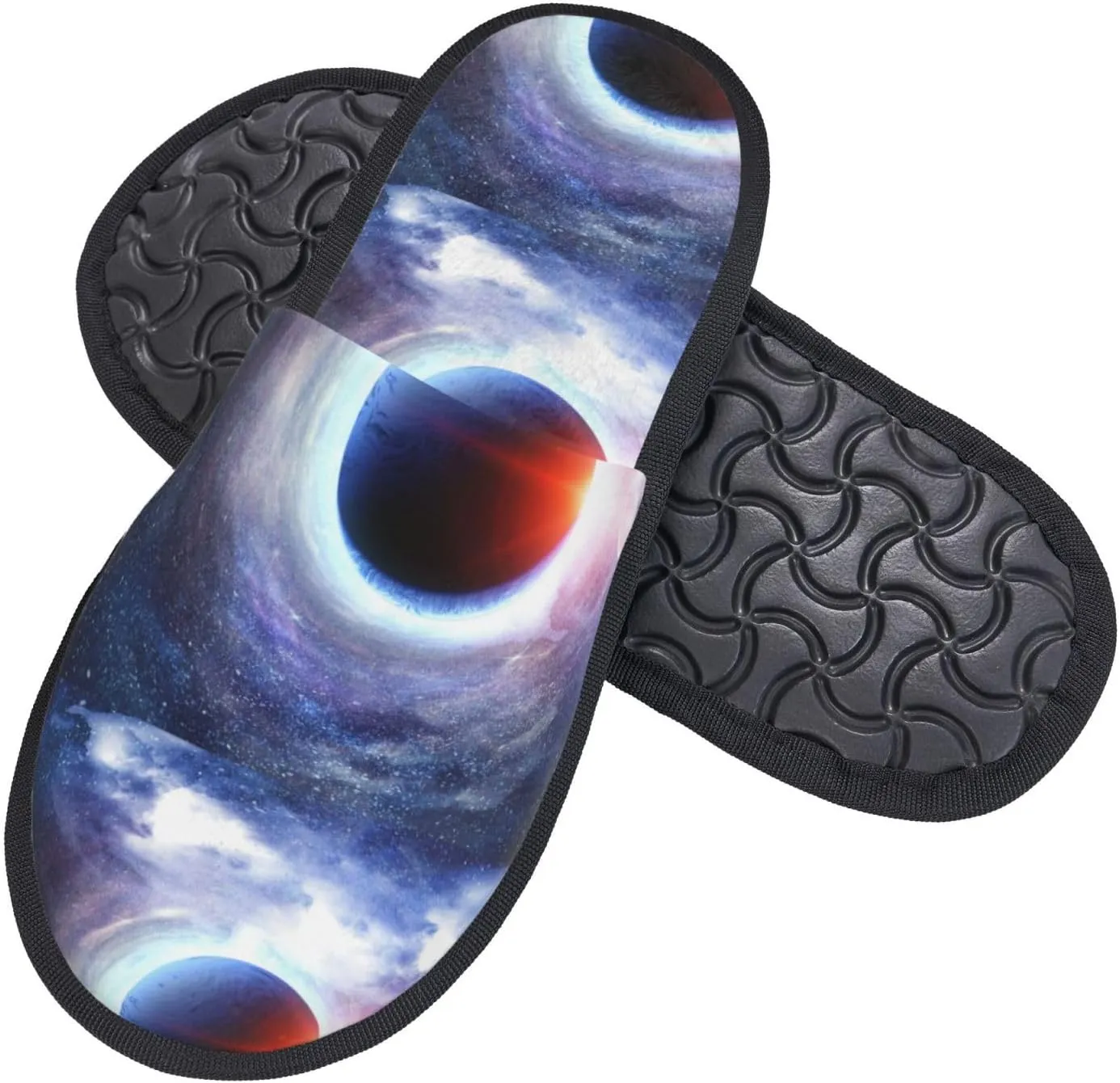Space Planets and Nebula Slippers for Women Fuzzy House Shoes Anti-Skid Indoor Slipper Gifts for Women Mom Ladies