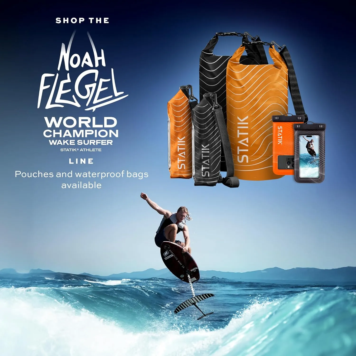 Statik MarCase Waterproof Dry Bag 2L - Roll Top Small Waterproof Bag, Touchscreen Phone Window & Light Reflective Pattern, Boating & Kayak Accessories for Fishing, Camping, Swimming (Orange)