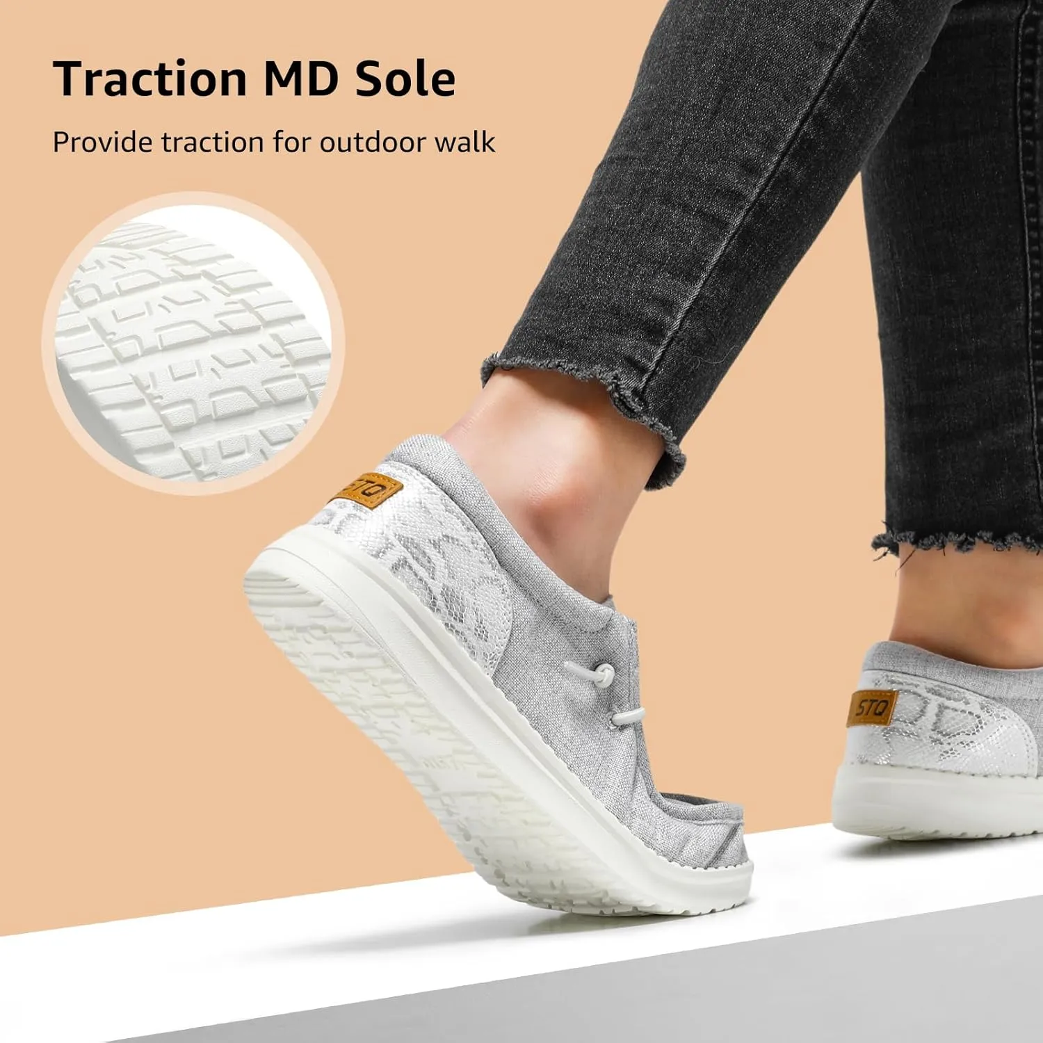 STQ Women's Slip on Loafers丨Orthopedic Comfotable Ultralight Boat Casual Shoes with Arth Support