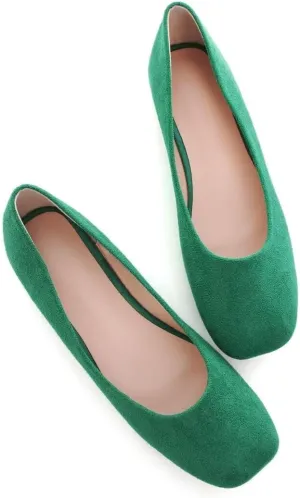 Stunner Women's Comfortable Slip On Ballet Shoes Square Toe Dress Flats Soft Walking Flats