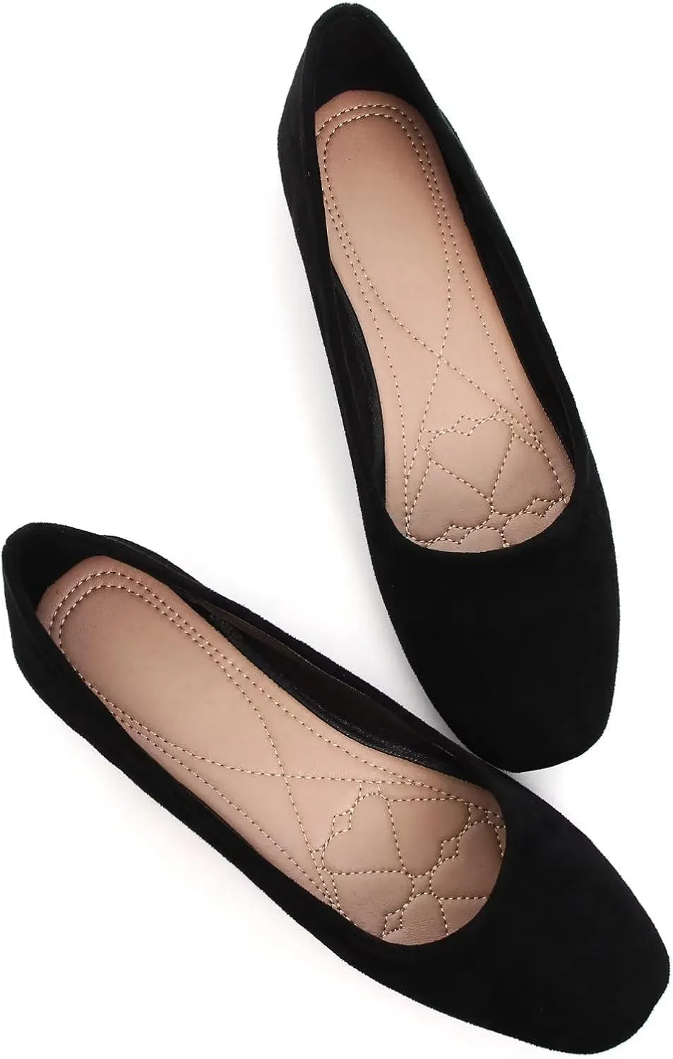 Stunner Women's Comfortable Slip On Ballet Shoes Square Toe Dress Flats Soft Walking Flats
