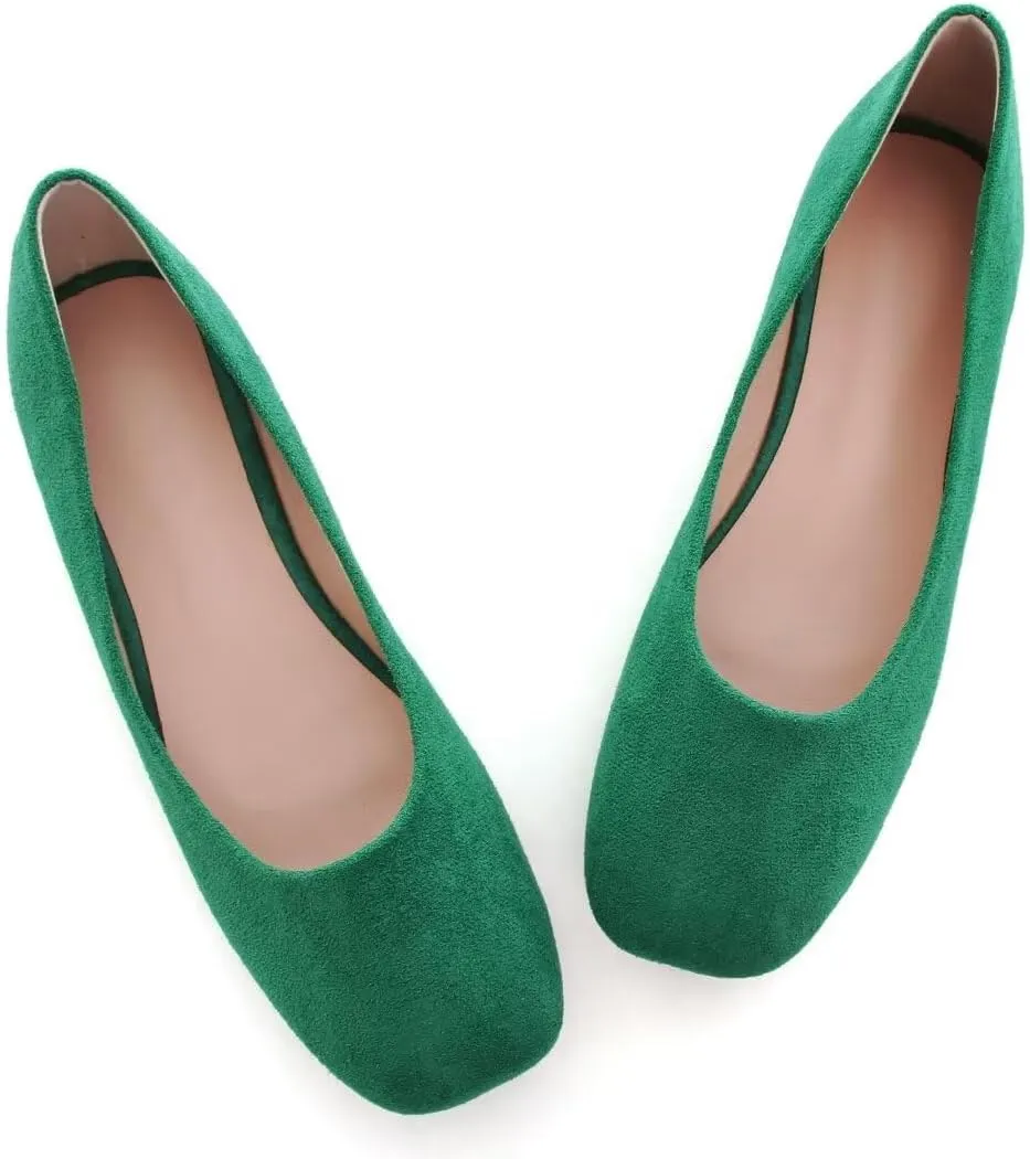 Stunner Women's Comfortable Slip On Ballet Shoes Square Toe Dress Flats Soft Walking Flats