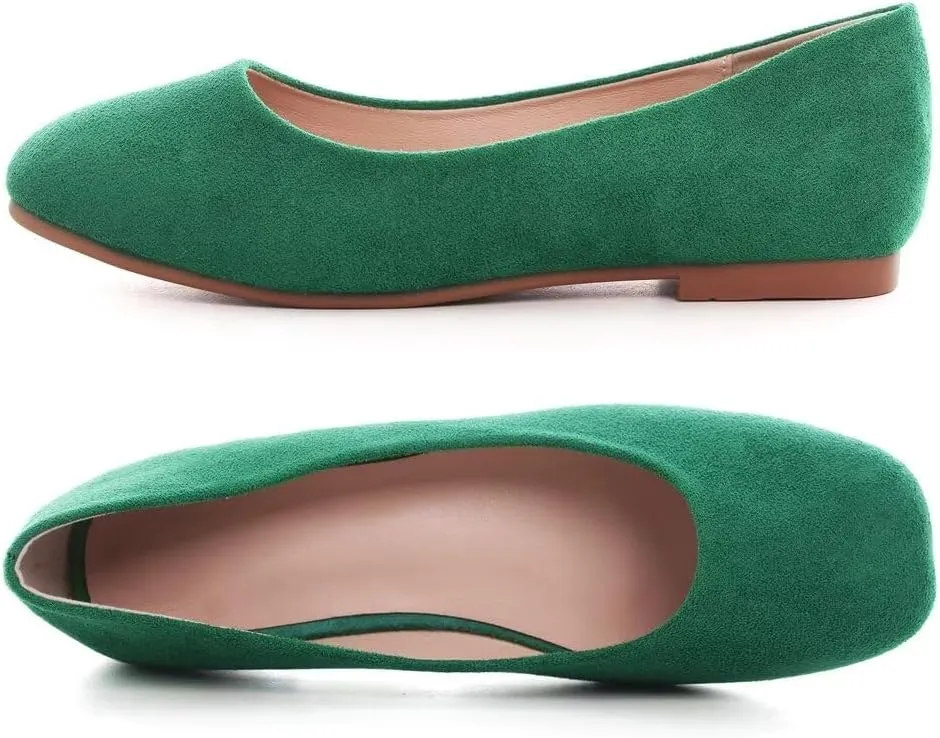 Stunner Women's Comfortable Slip On Ballet Shoes Square Toe Dress Flats Soft Walking Flats