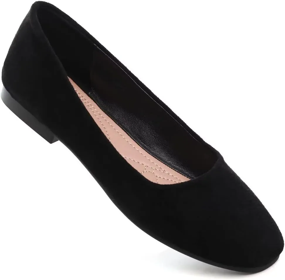 Stunner Women's Comfortable Slip On Ballet Shoes Square Toe Dress Flats Soft Walking Flats