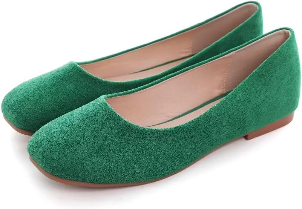 Stunner Women's Comfortable Slip On Ballet Shoes Square Toe Dress Flats Soft Walking Flats