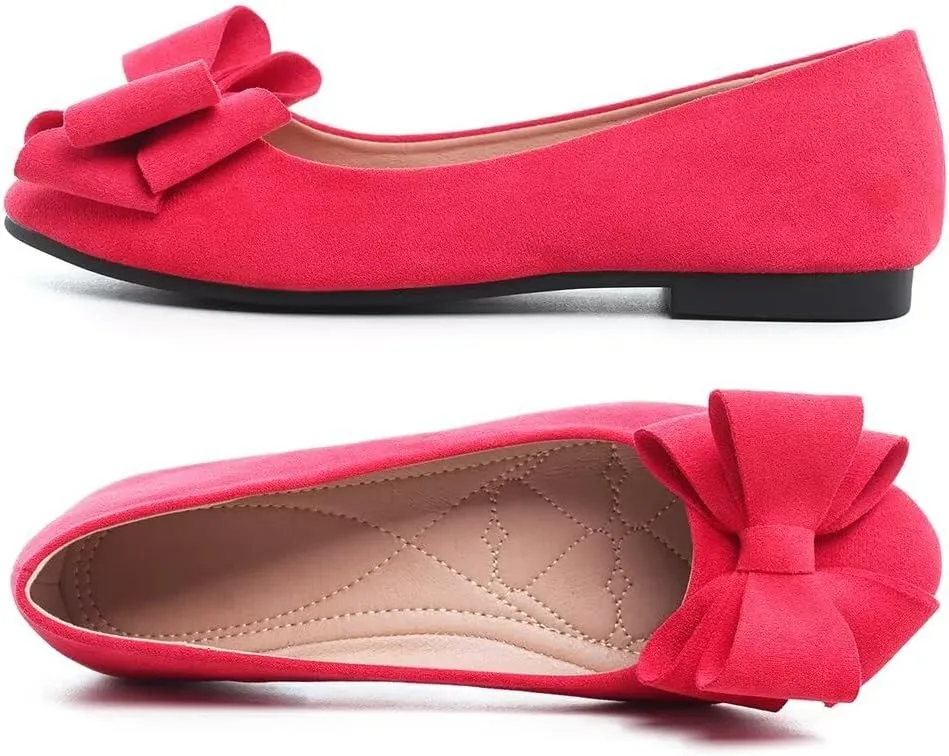 Stunner Women's Dress Flats Cute Round Toe Bowknot Flats Comfortable Ballet Flats Casual Slip On Flat Shoes