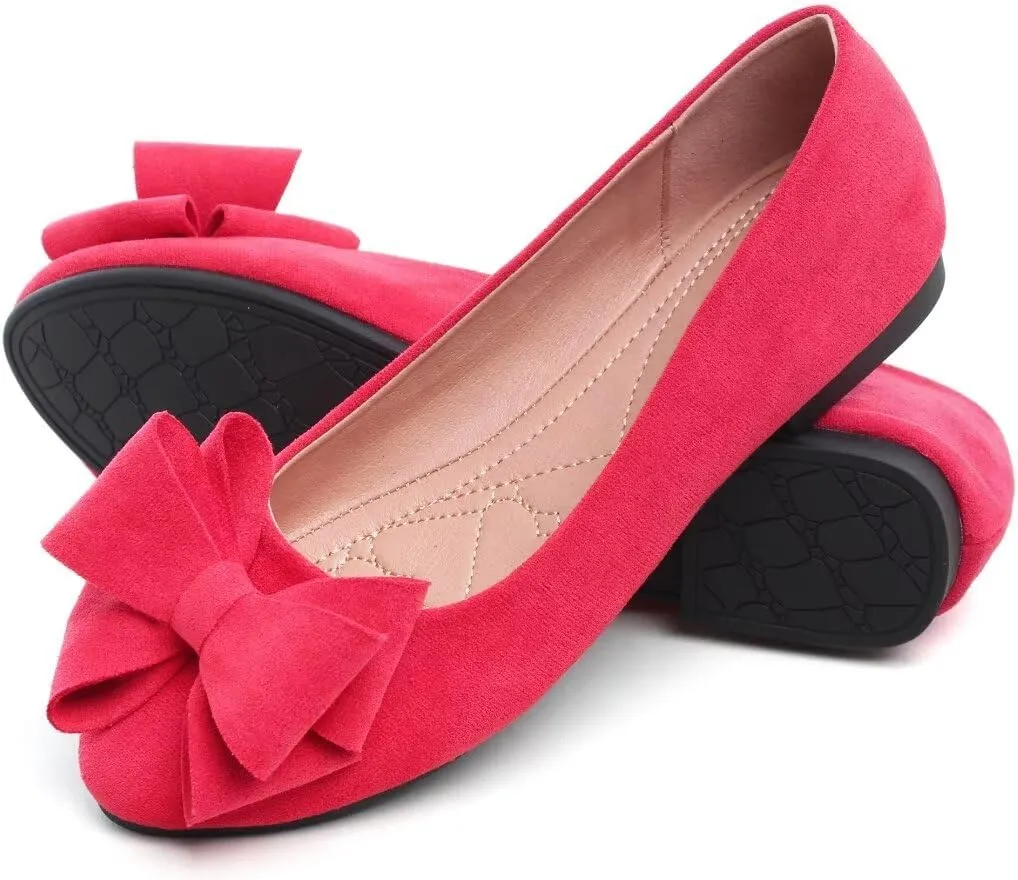 Stunner Women's Dress Flats Cute Round Toe Bowknot Flats Comfortable Ballet Flats Casual Slip On Flat Shoes