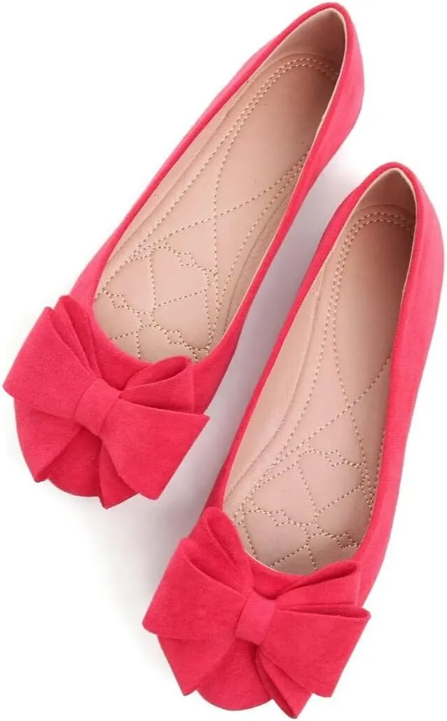 Stunner Women's Dress Flats Cute Round Toe Bowknot Flats Comfortable Ballet Flats Casual Slip On Flat Shoes