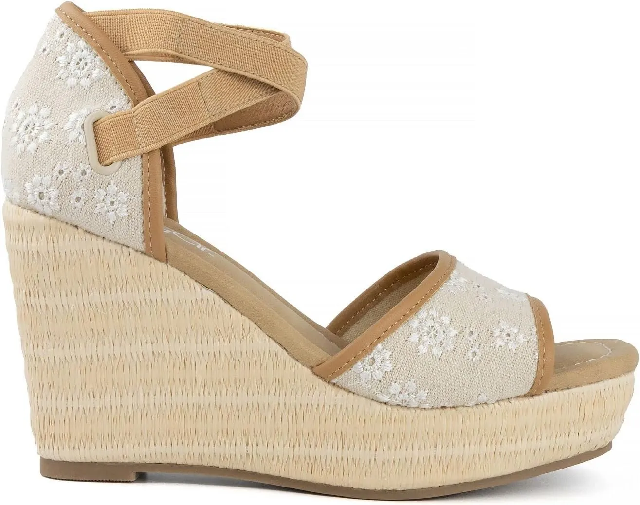 Sugar Women's Wedge Sandals – Ankle Strap Heels, Dressy Platform Open-Toe Shoes, Boho Peep-Toe Summer Pump - Chili