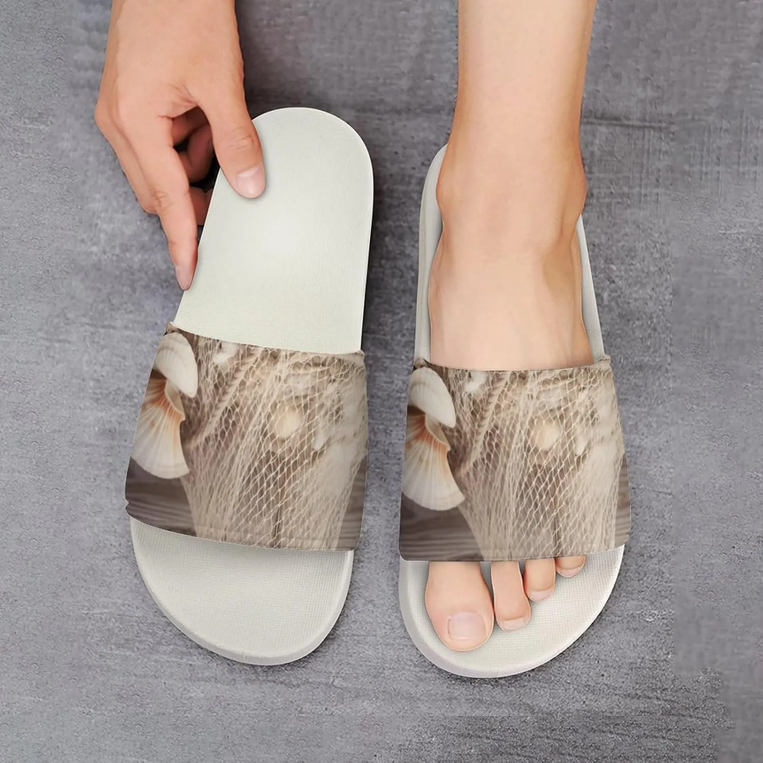 Summer Womens Slipper Home Slippers Coastal Fishing Net Shell Non-slip Shower Sandals Fashion Sandles for Men