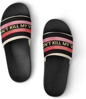 Summer Womens Slipper Home Slippers Stripe Don't Kill My Vibe Non-slip Shower Sandals 38 (240mm) Fashion Sandles for Men