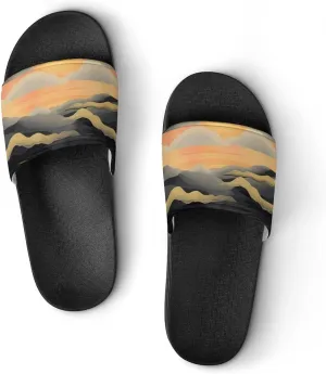 Summer Womens Slipper Home Slippers Sunset Non-slip Shower Sandals Fashion Sandles for Men, Black-style