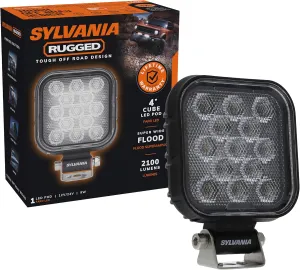 SYLVANIA - Rugged 4 Inch Cube LED Light Pod - Lifetime Limited Warranty - Flood Light 2100 Raw Lumens, Off Road Driving Work Light, Truck, Car, Boat, ATV, UTV, SUV, 4x4 (1 PC)